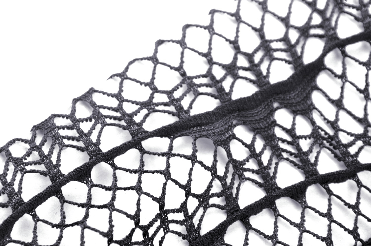 Close-up of intricate black lace fabric, showcasing elegant design for adding a sophisticated touch to dresses.