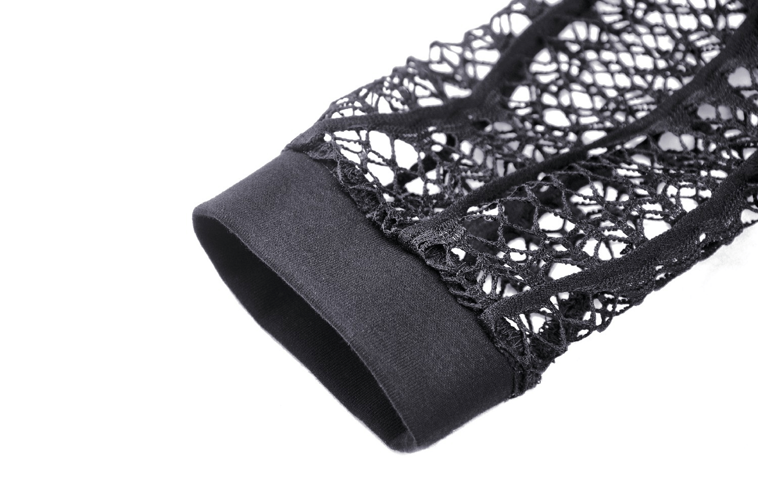 Elegant black lace sleeve detail showcasing intricate patterns and chic design for a stylish women's dress.
