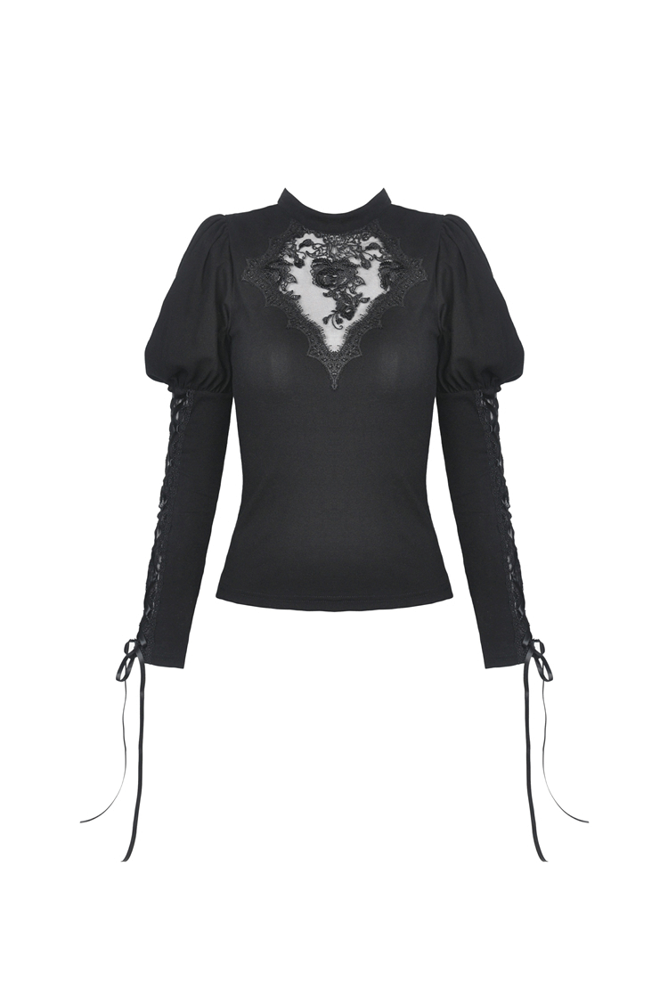 Elegant Black Lace Top - Victorian Inspired Design