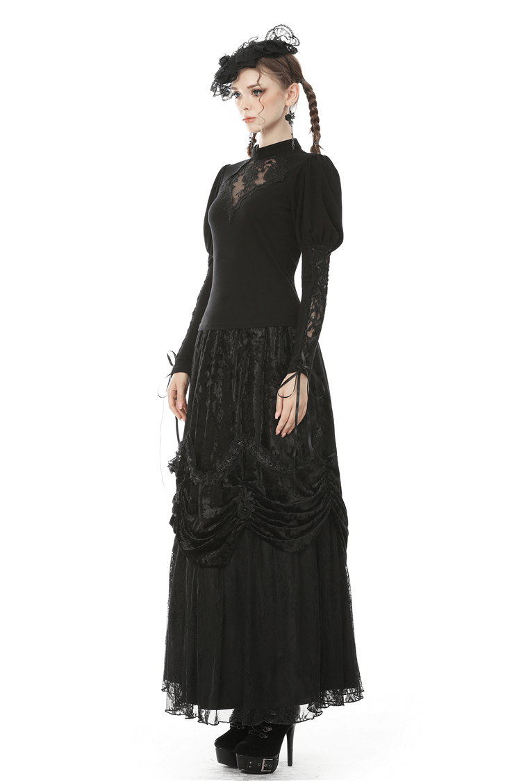 Elegant Black Lace Top - Victorian Inspired Design