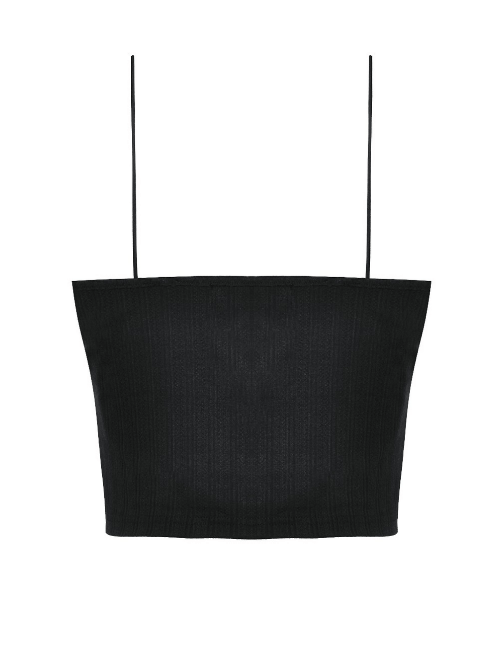 Elegant black ribbed camisole top with lace trim, perfect for gothic and alternative fashion styles.