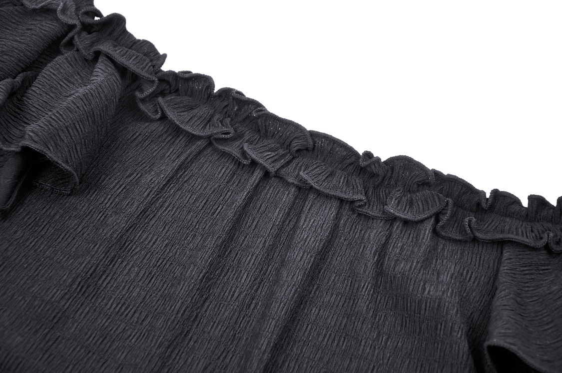 Elegant Black Off-Shoulder Top with Ruffle Detail