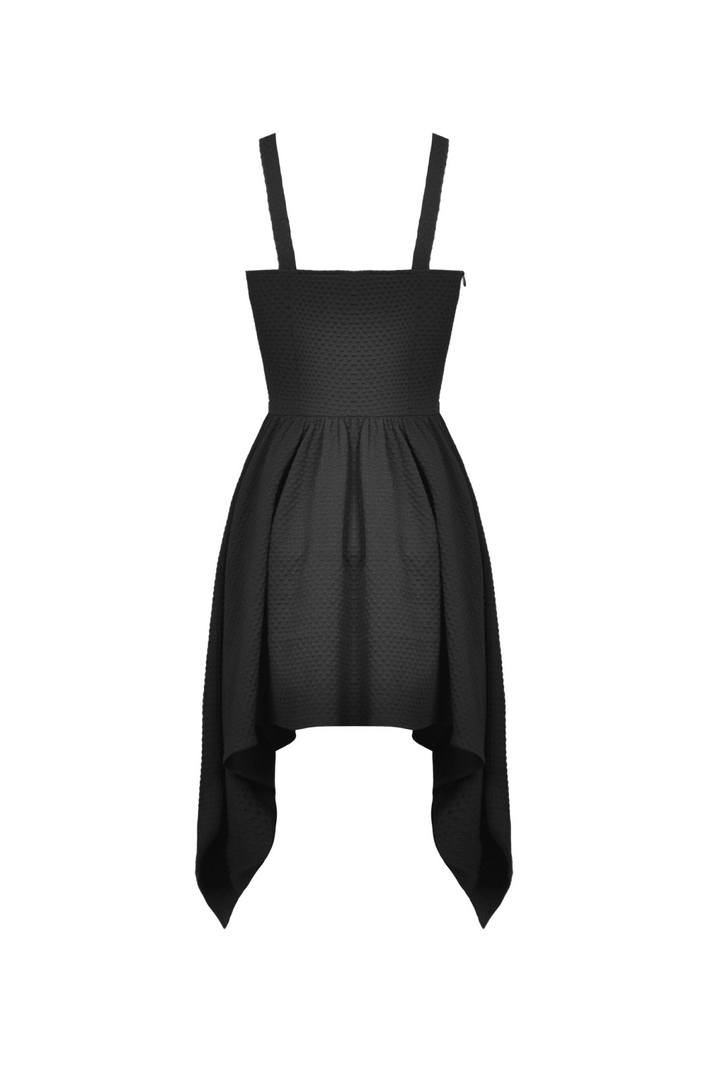 Elegant Black Straps Dress with Red Lace Detailing