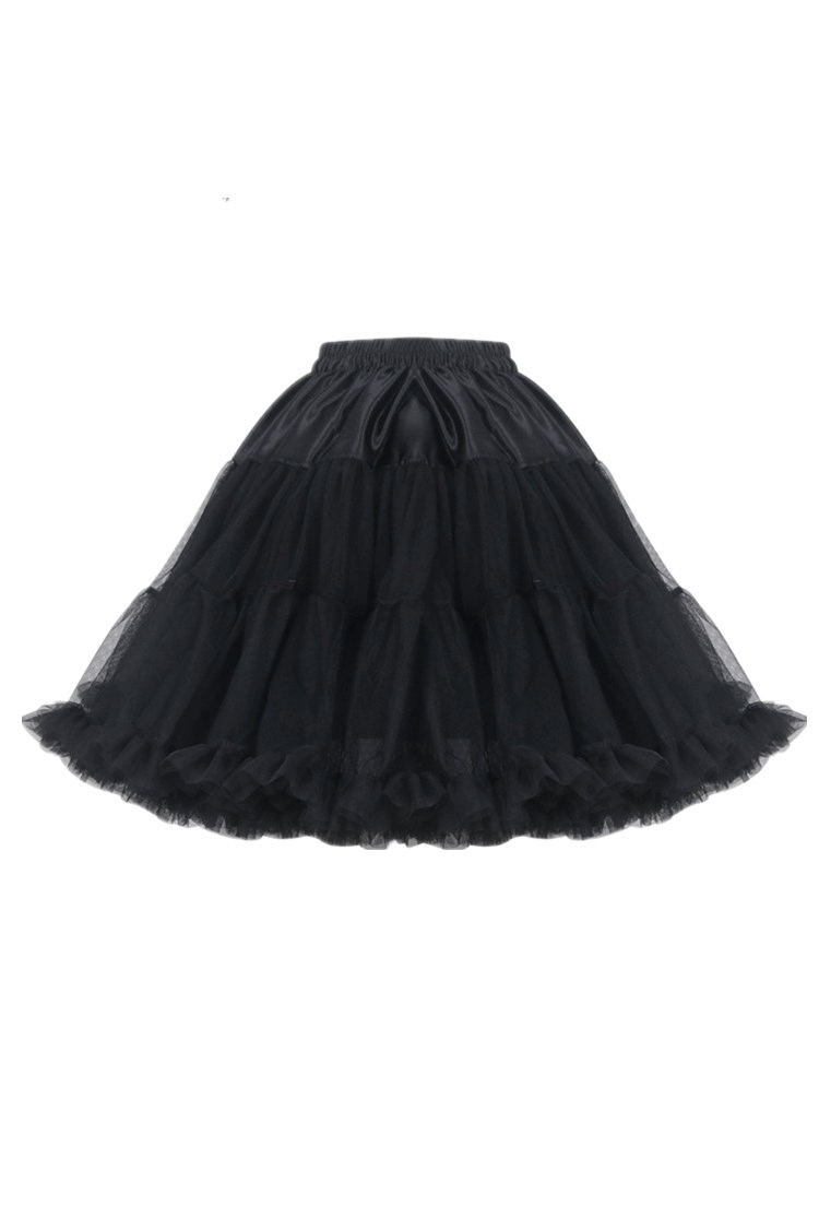 Elegant Black Tulle Skirt with Satin Waistband