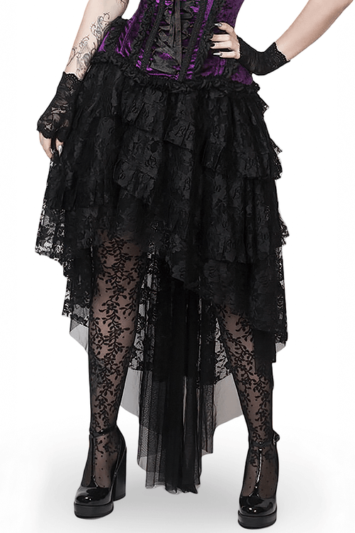 Elegant Burlesque Taffeta Skirt with Lace Detailing