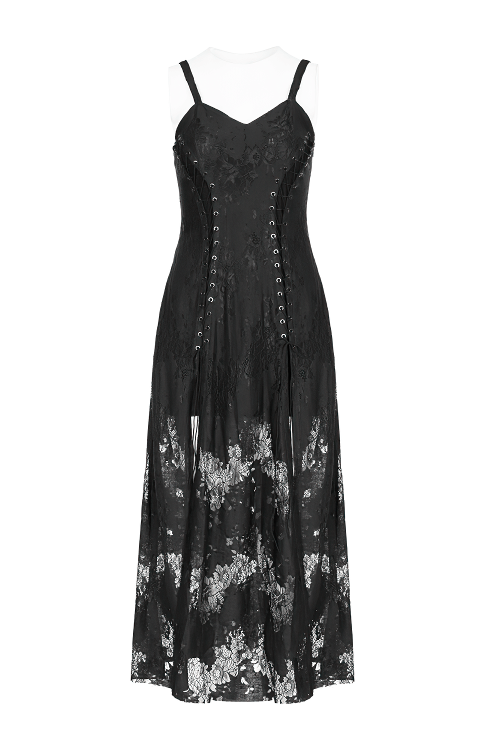 Elegant Dark Gothic Lace Strap Backless Dress