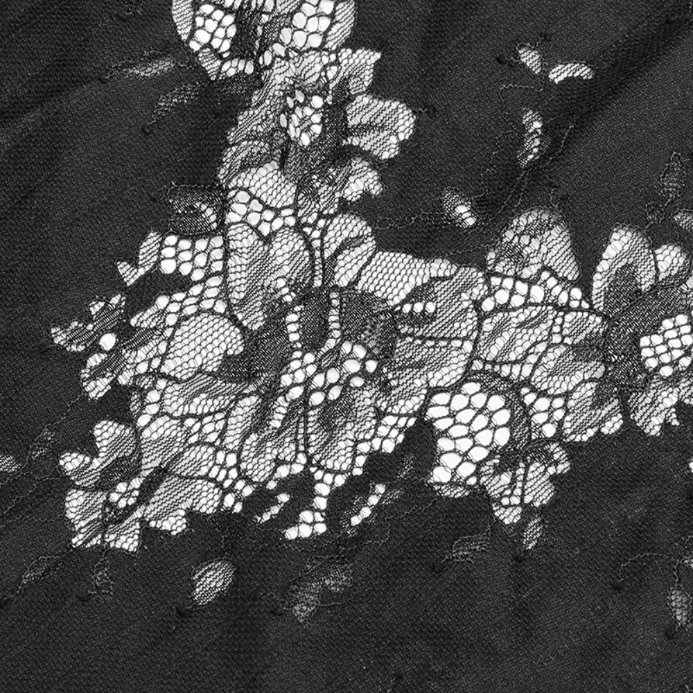 Elegant black lace detail featuring floral patterns for a Gothic-inspired dress.
