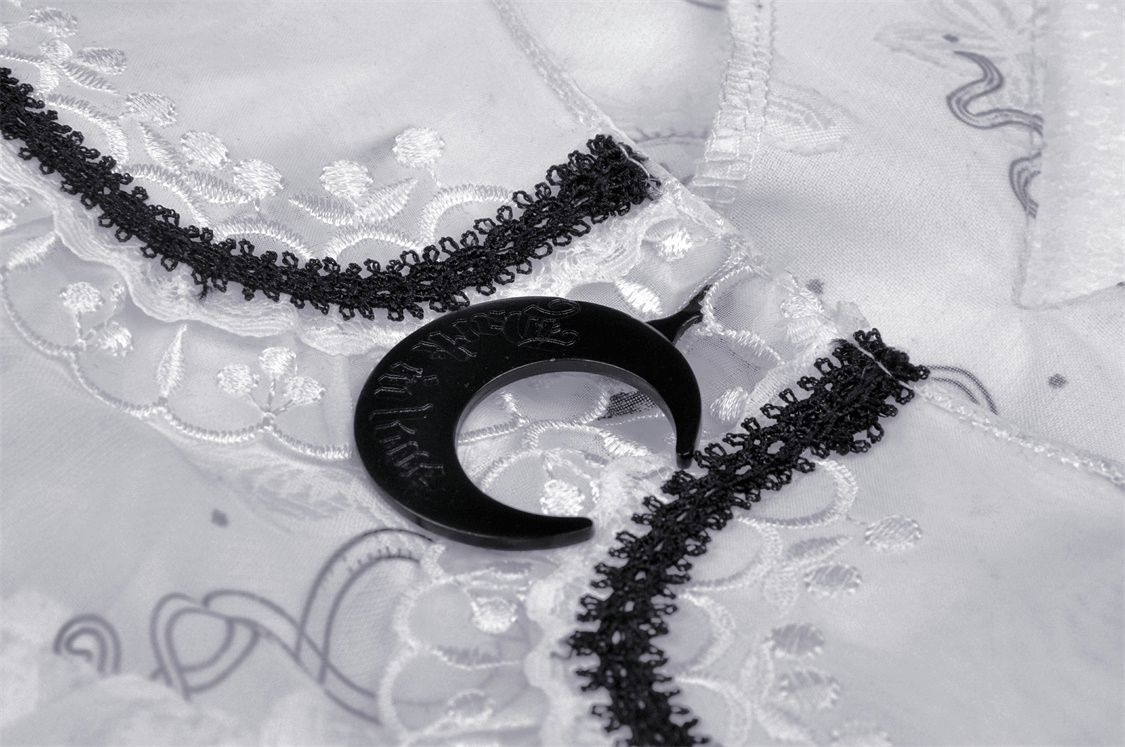 Elegant Dark Moon Lace Blouse with Ruffled Sleeves
