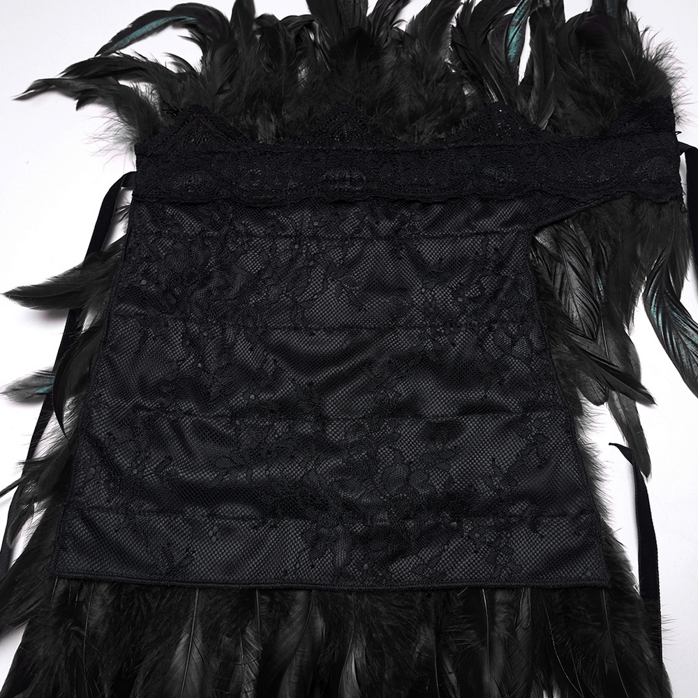 Dramatic dark feather neck collar and shoulder epaulette for gothic and festival wear.