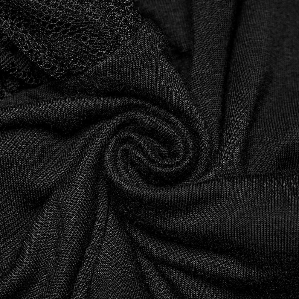 Elegant Female Sheer Black Lace Top with Long Sleeves