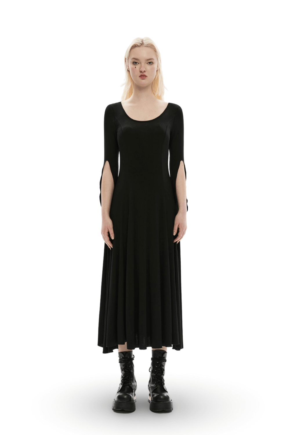 Elegant Flared Midi Dress with Gothic Lace Detail