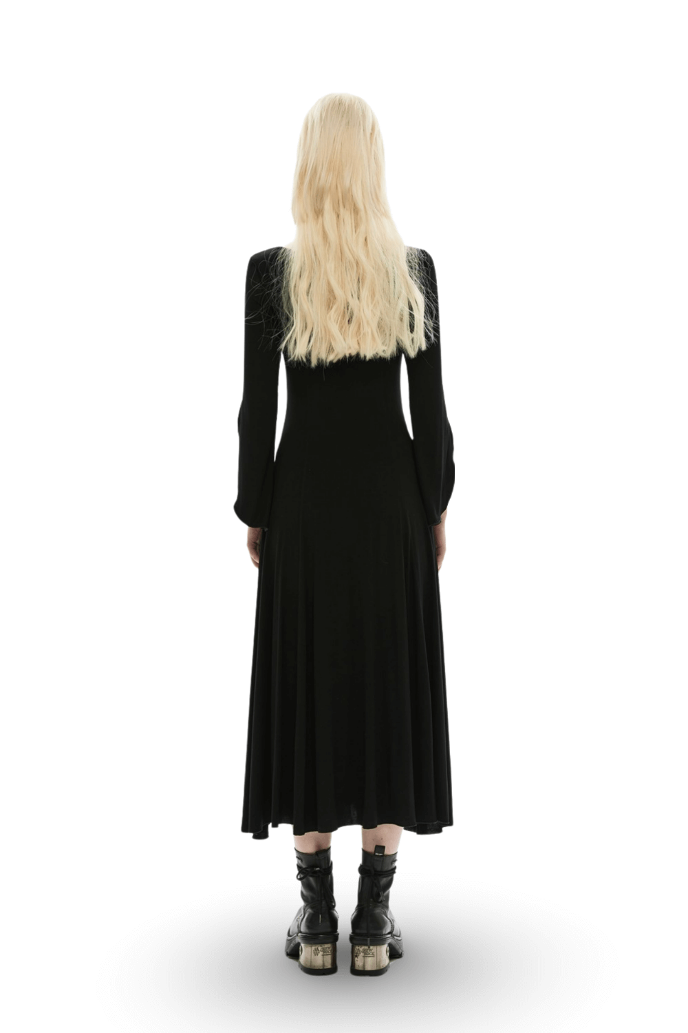 Elegant Flared Midi Dress with Gothic Lace Detail