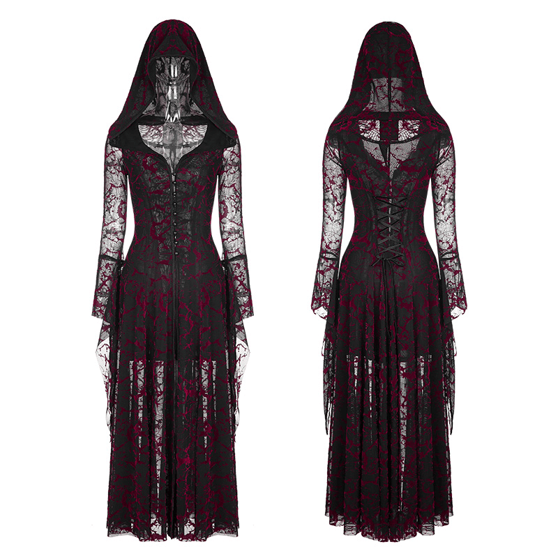 Elegant Floral Lace Long Sleeves Hollow Out Cape with Hood