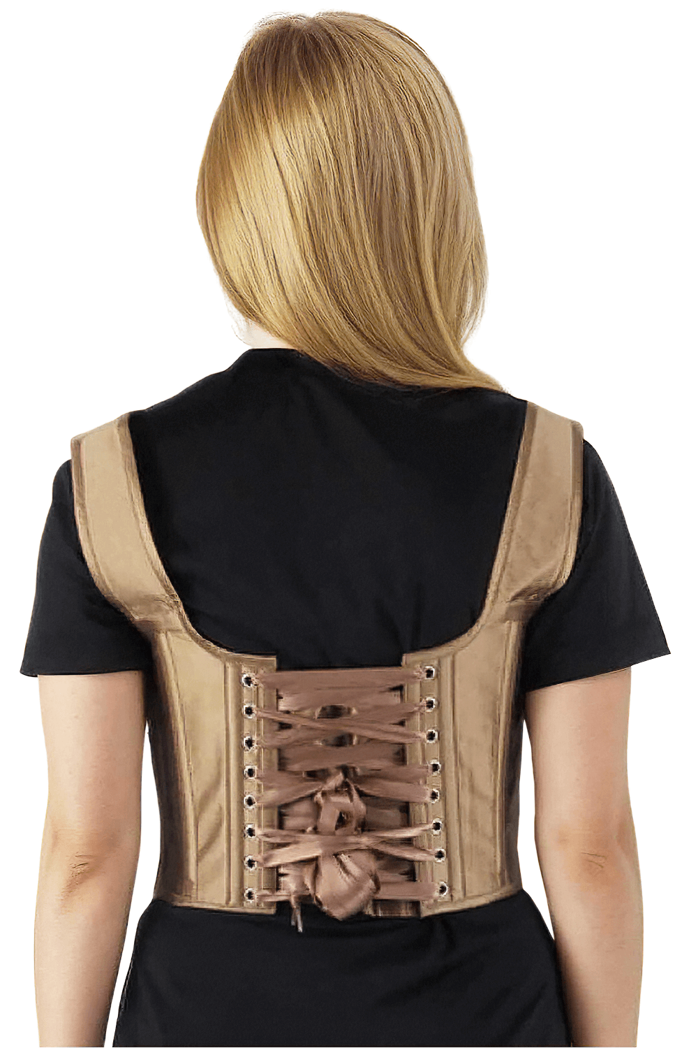 Elegant floral corset with adjustable lace-up back and taffeta fabric, perfect for achieving an elegant silhouette.