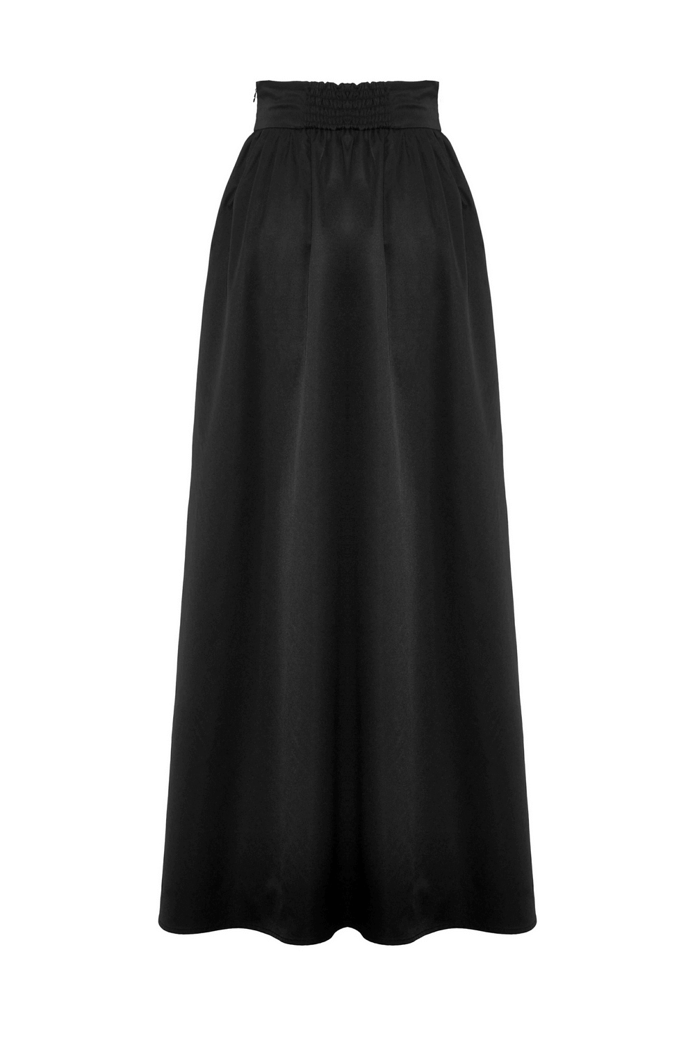 Elegant black A-Line long skirt with wide corset belt, perfect for gothic style outfits and witchy vibes.