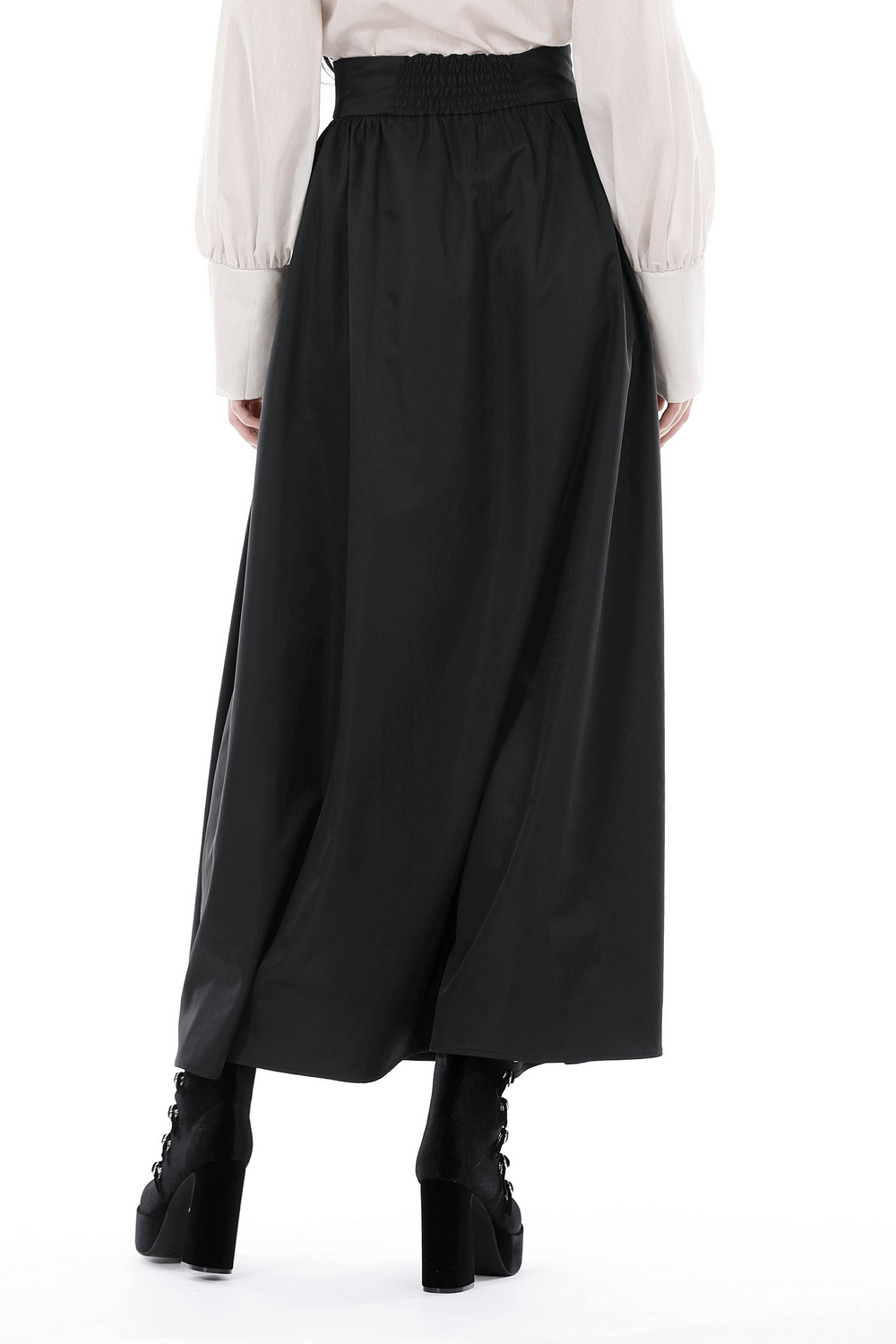 Elegant Gothic A-Line Long Skirt with Wide Corset Belt