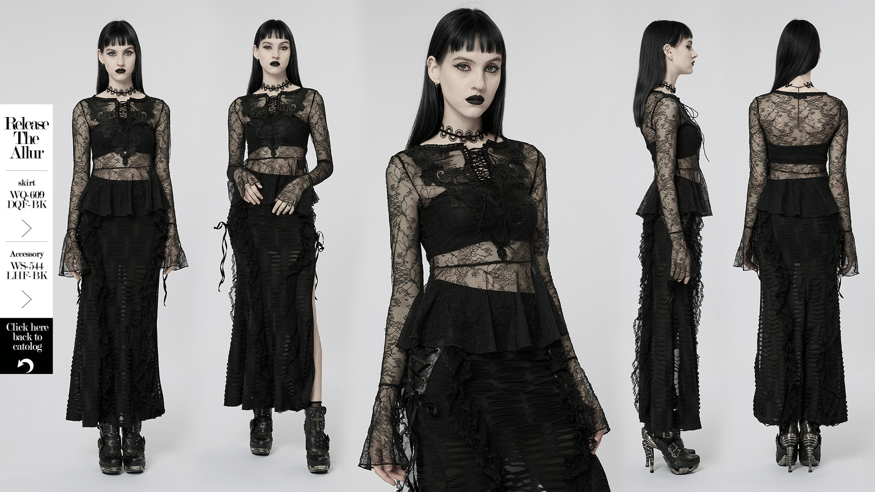 Elegant Gothic Bell-Sleeves Lace Transparent Top for Women - HARD'N'HEAVY