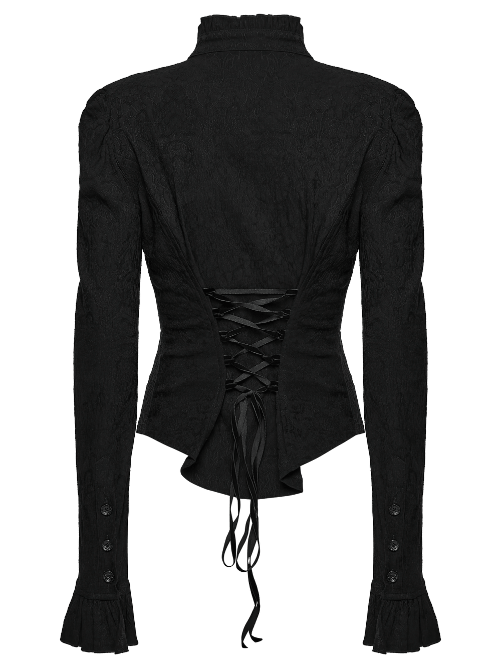 Elegant Gothic Black Jacquard Sequin Embroidered Shirt