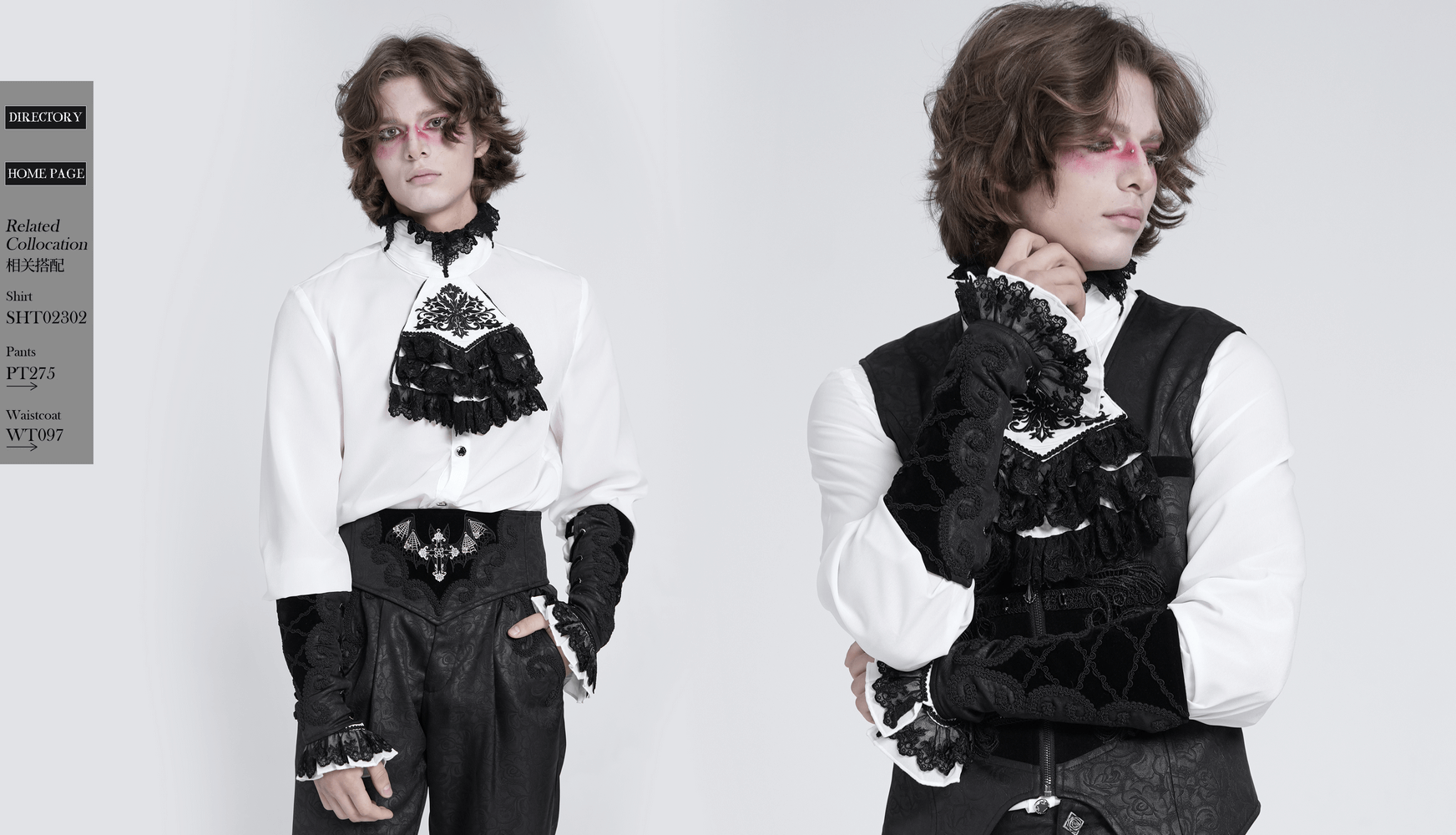 Elegant Gothic outfit featuring intricate black lace details and vintage flair, perfect for dark romantic styles.