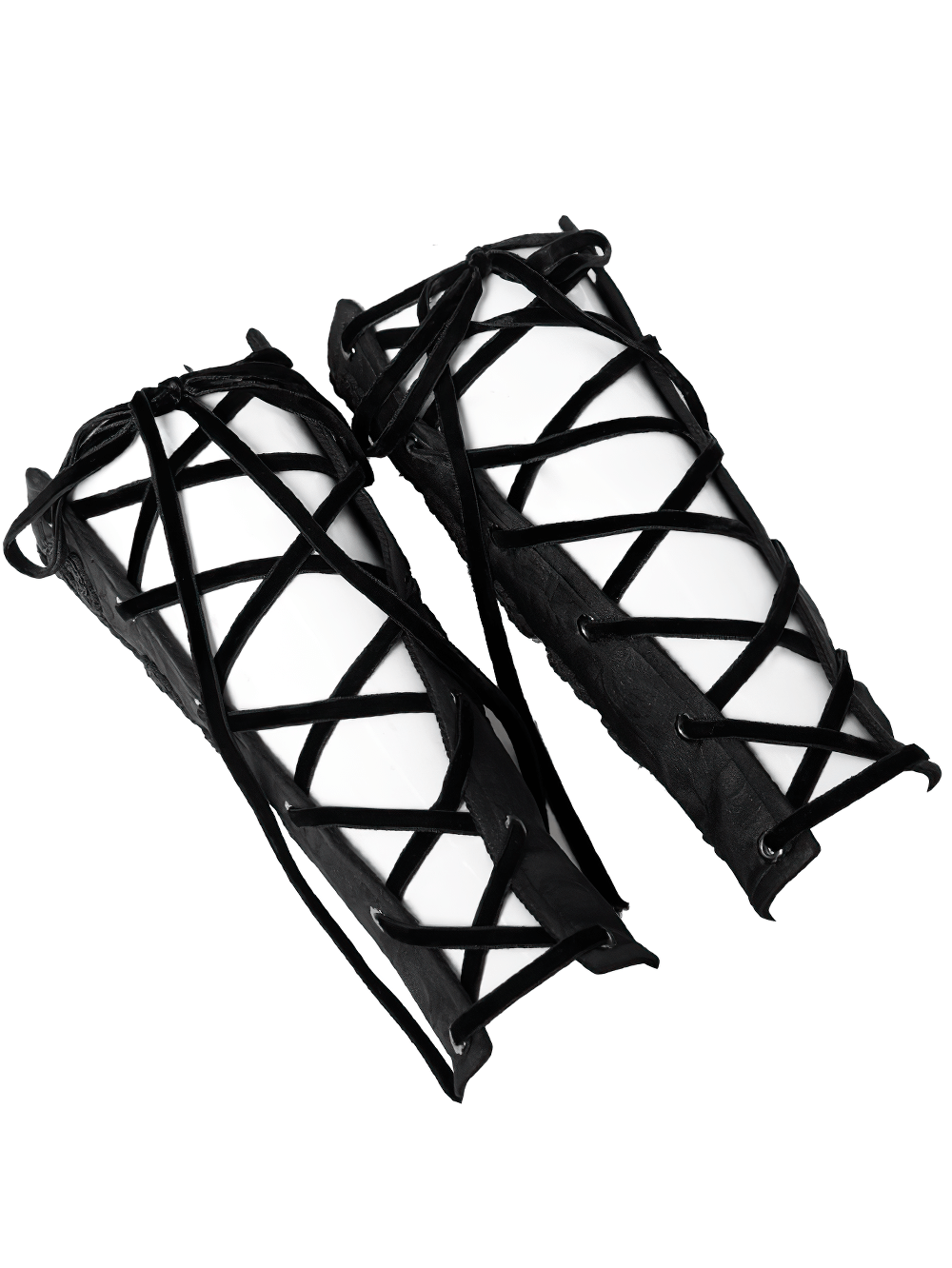 Elegant Gothic black velvet arm warmers with lace-up design, perfect for vintage and dramatic styles.