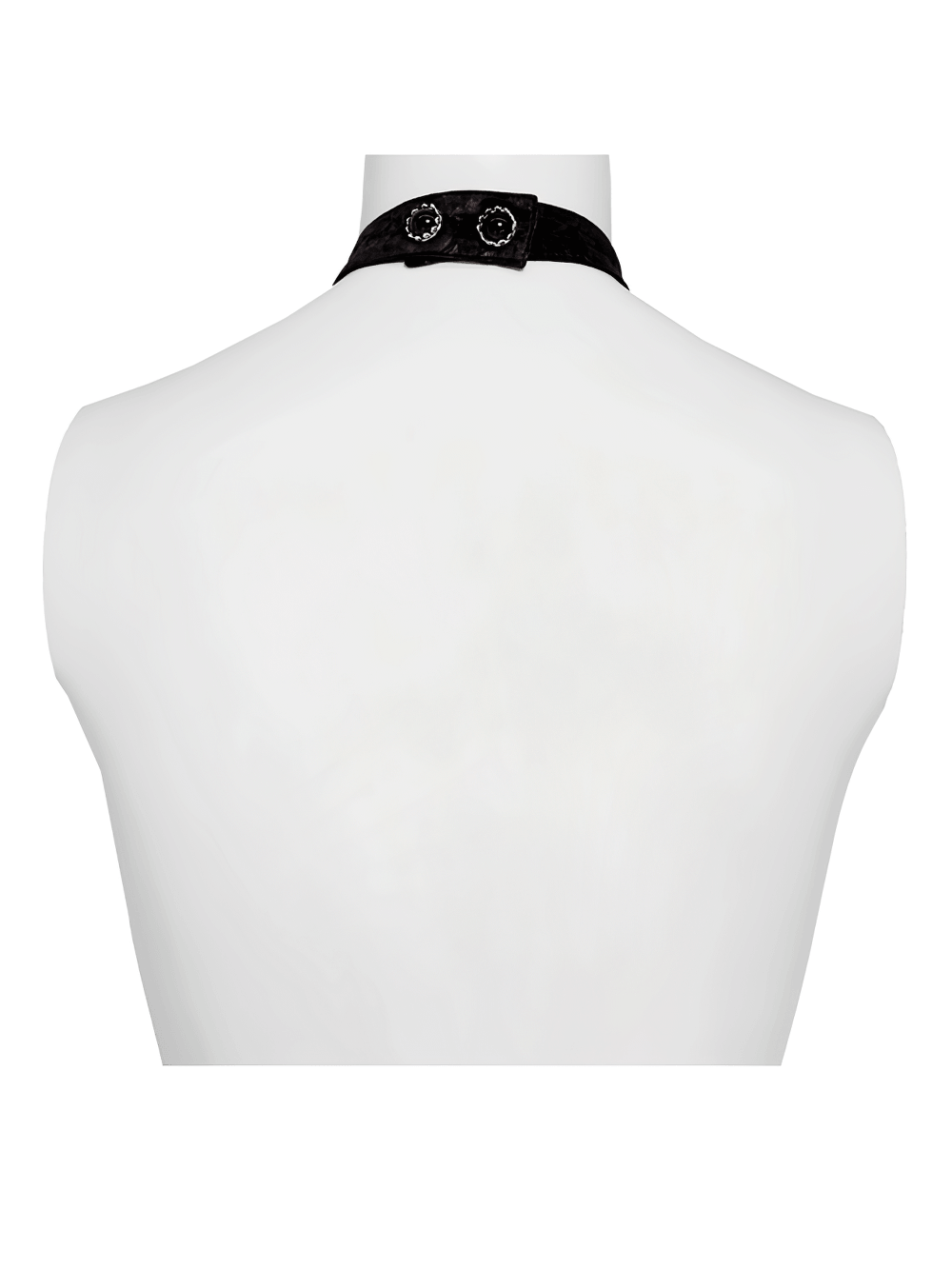 Elegant Gothic Cameo Cross Lace Cravat Neckwear back view showcasing lace trim and dual brooch accents.