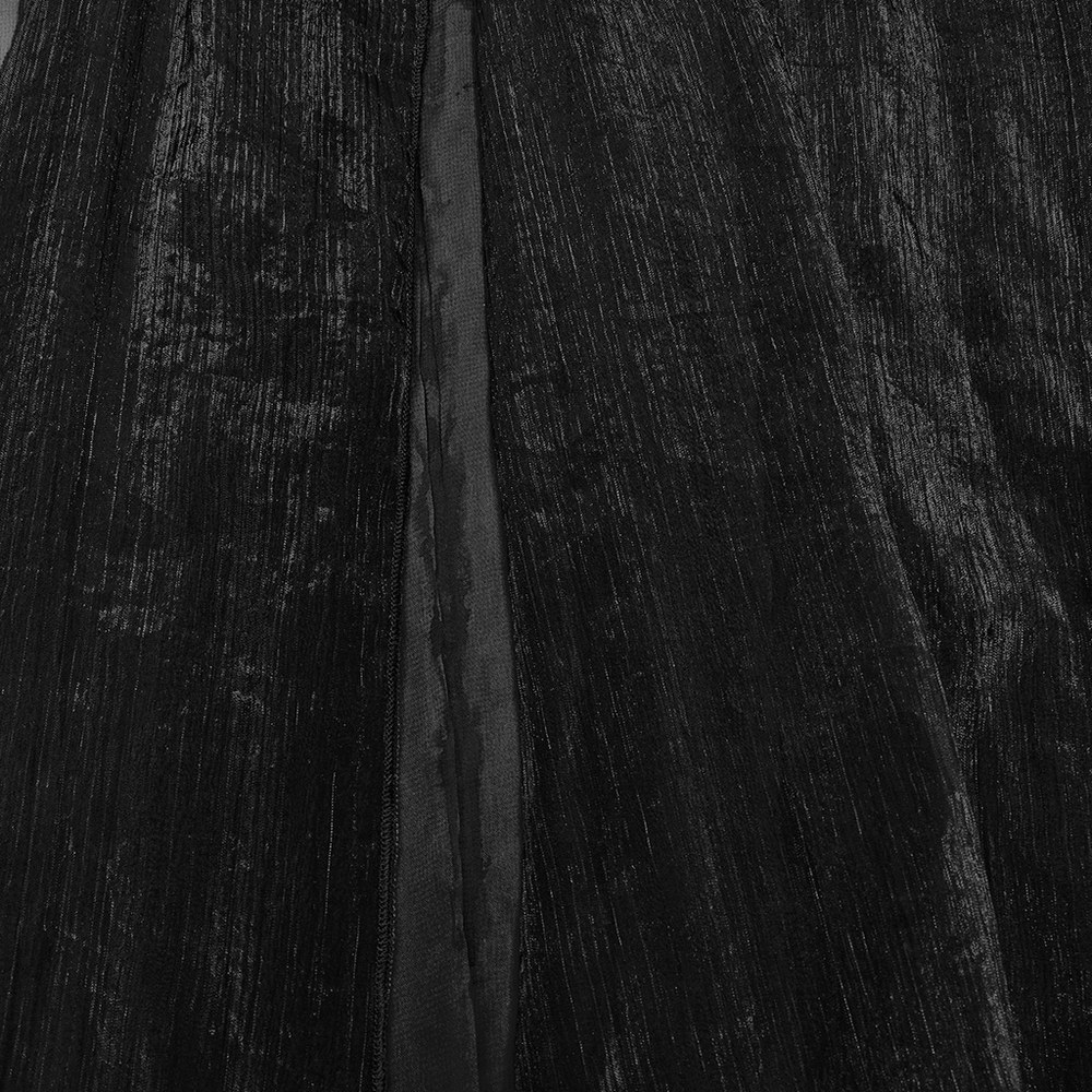 Elegant Gothic chiffon skirt featuring delicate lace and pleated details, perfect for a stylish and dramatic look.