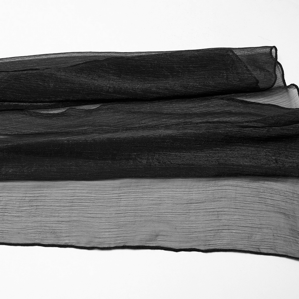 Elegant black chiffon fabric draped gracefully, perfect for creating stylish Gothic-inspired skirts.