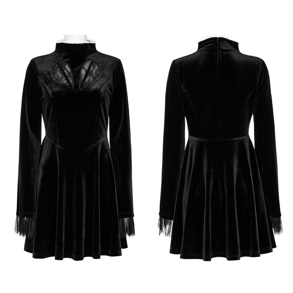 Elegant Gothic Dark Night Vines Velvet Dress - Black
