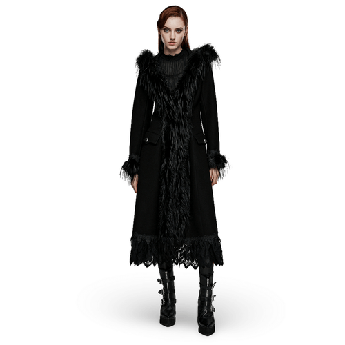 Eleganter Gothic-Mantel aus Kunstkaschmir-Spitzenbesatz
