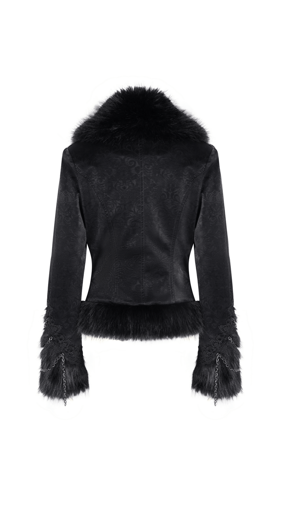 Elegant Gothic Faux Fur and Lace Buckle Jacket