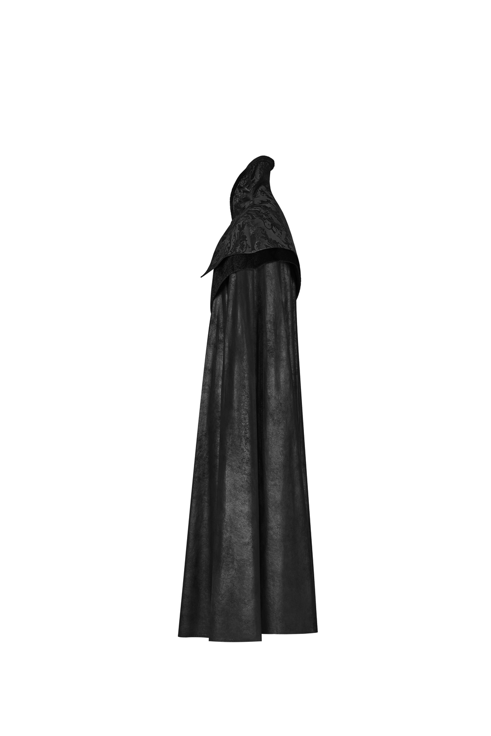 Elegant Gothic Full-Length Cloak with Jacquard Detail - HARD'N'HEAVY