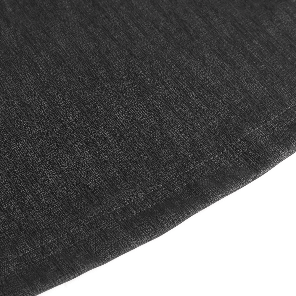 Close-up of the elegant black fabric texture of the maxi dress, showcasing its lovely flow and chic design.