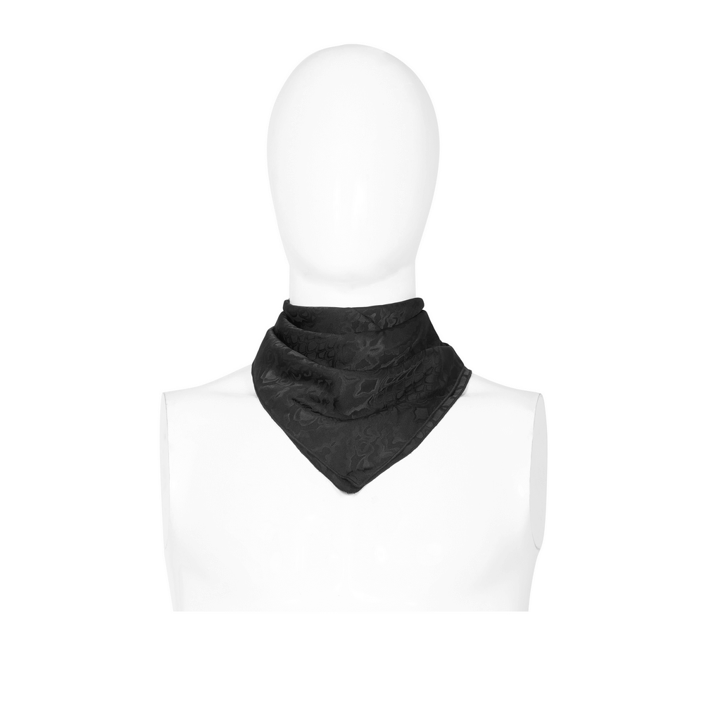 Elegant Gothic jacquard triangular scarf for men displayed on a mannequin, perfect for style and warmth.