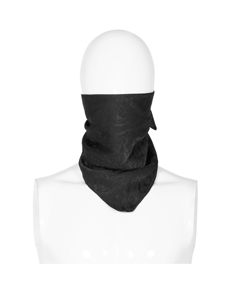 Elegant black Gothic jacquard triangular scarf for men, perfect for style and warmth.