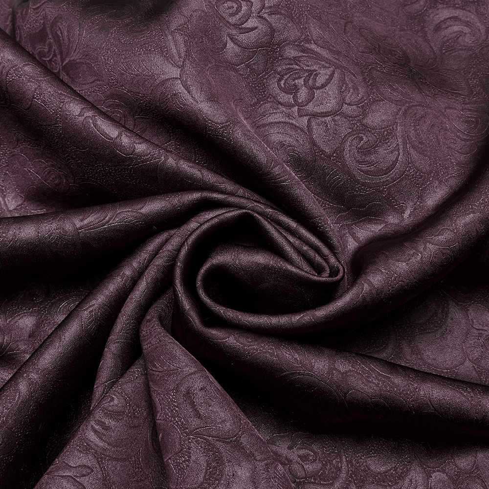 Dark rose-patterned fabric ideal for Gothic clothing and elegant designs, showcasing intricate floral details.