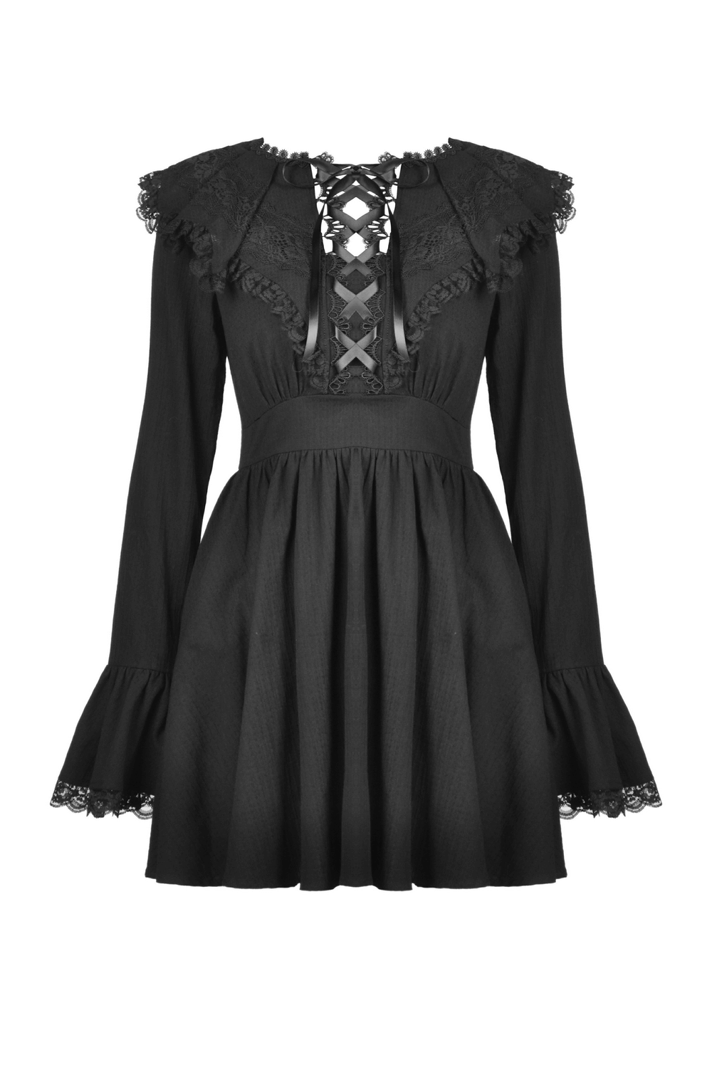Elegant Gothic Lace Dress with Flared Sleeves