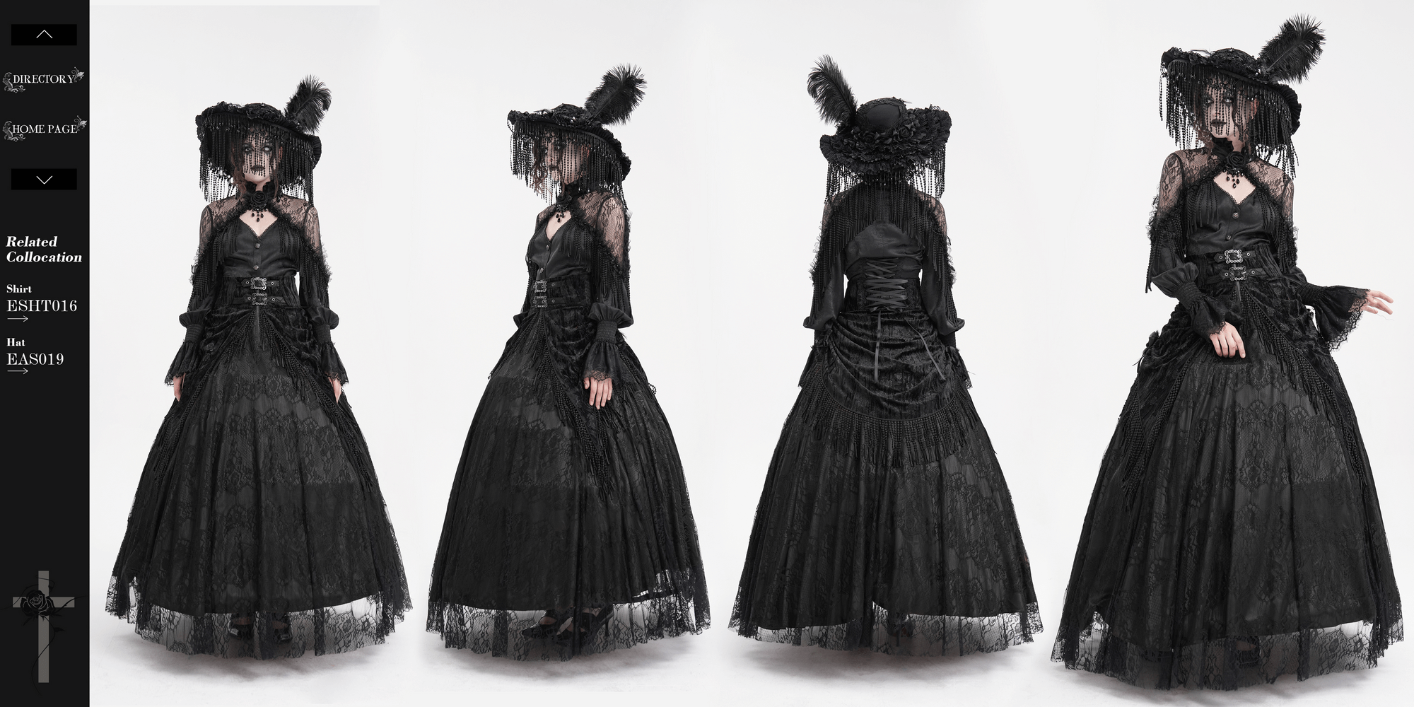 Elegant Victorian Gothic lace skirt with tassels and corset detail, showcasing a stunning black lace design.