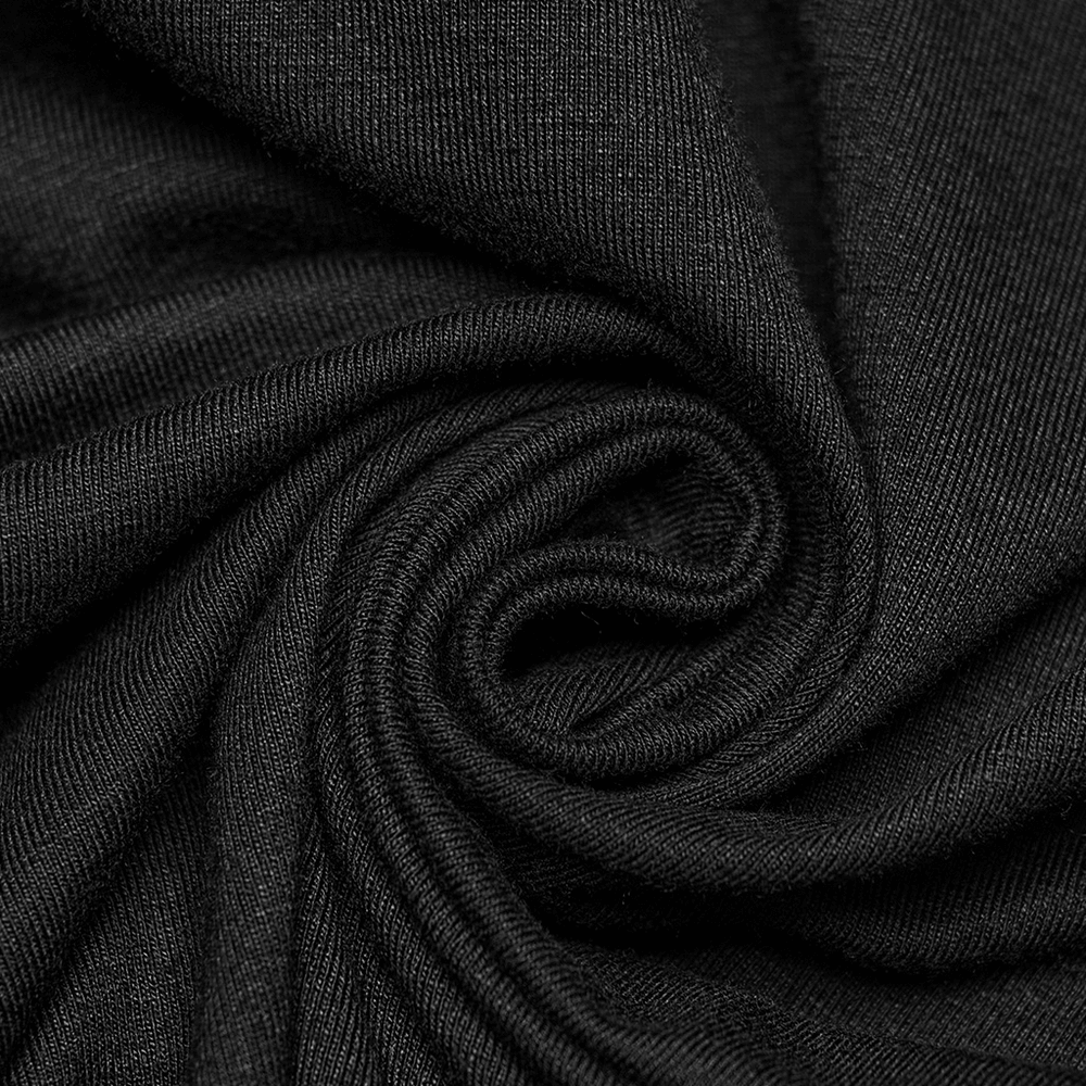 Close-up of soft black fabric, showcasing smooth texture and elegant drape, perfect for stylish clothing.