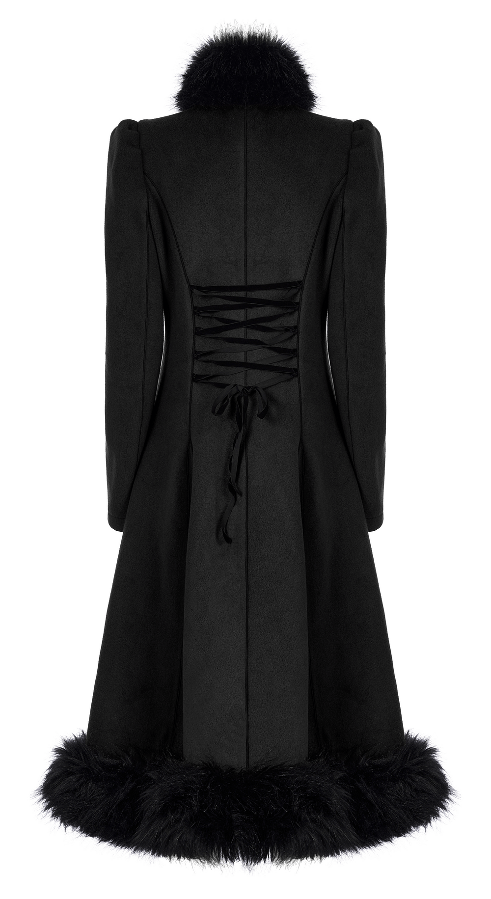 Elegant Gothic Lace-Trimmed Faux Fur Coat - HARD'N'HEAVY