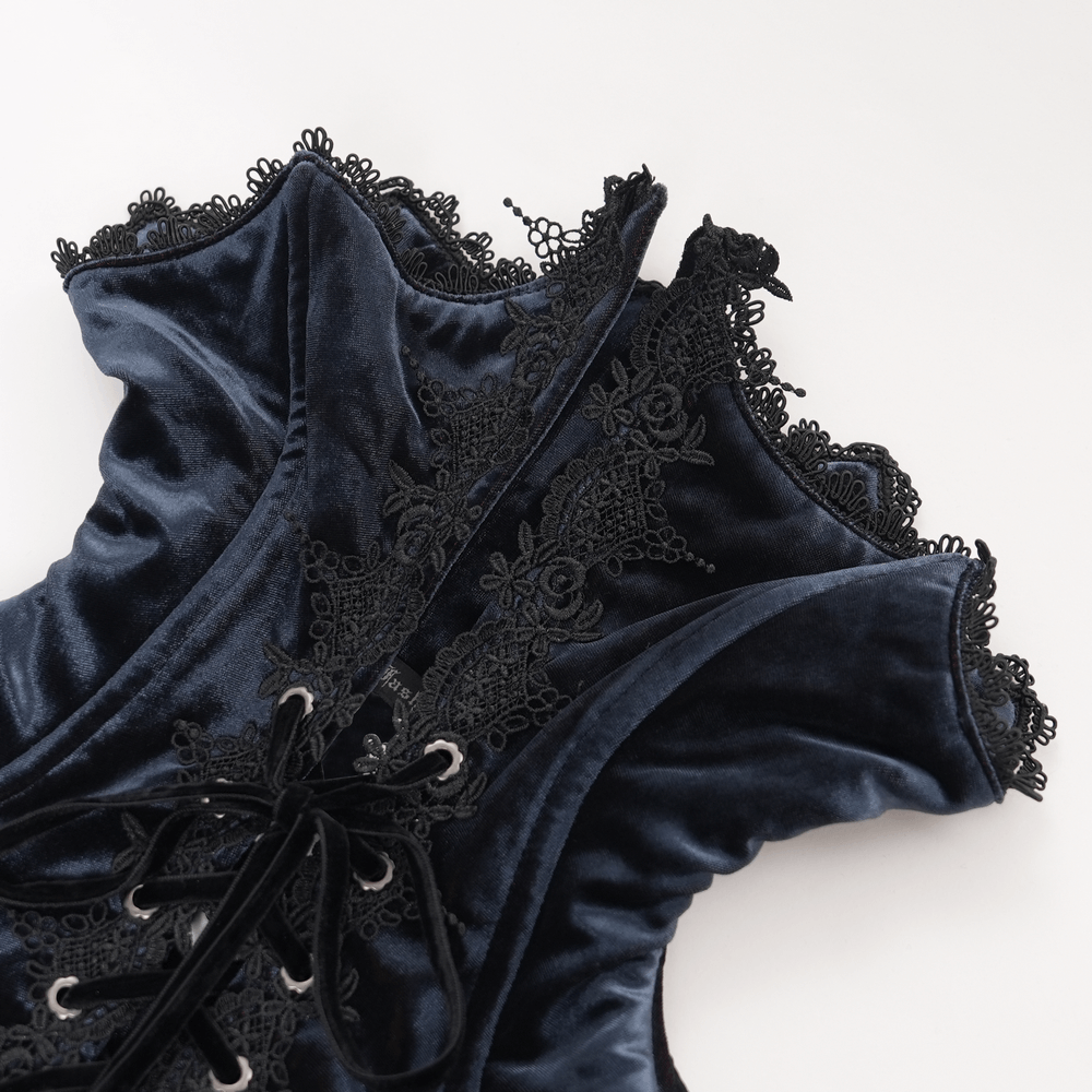 Elegant gothic velvet lace collar with intricate details, perfect for vampires and dark aesthetic enthusiasts.