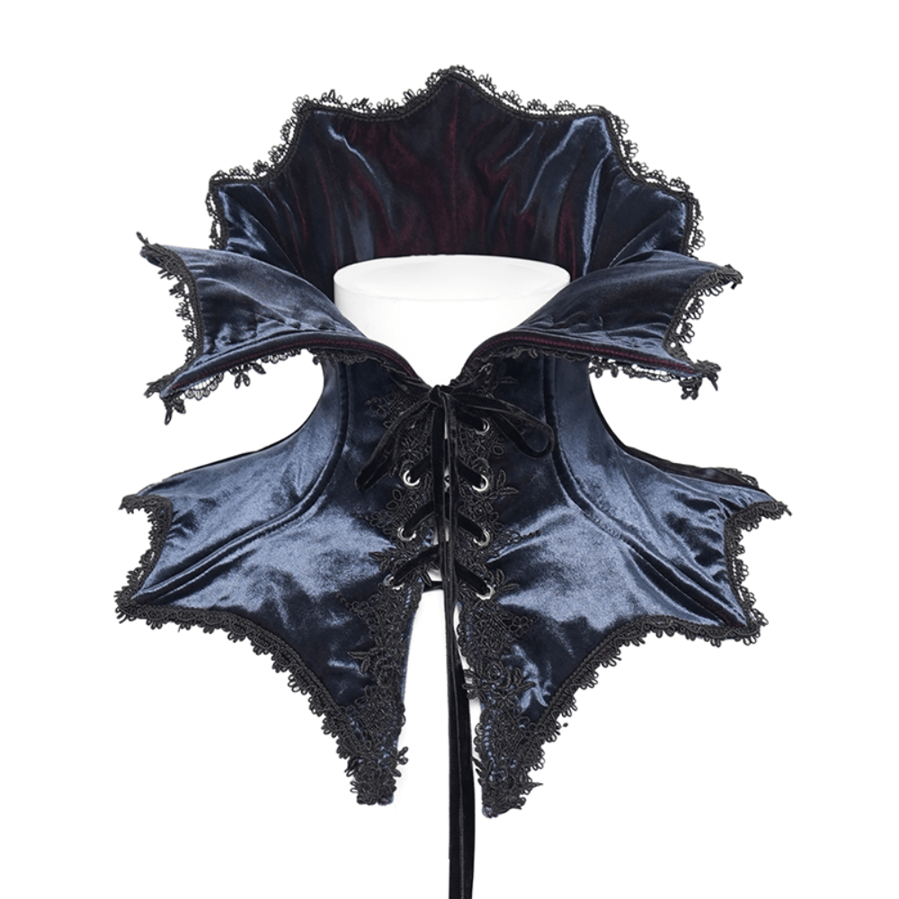 Elegant Gothic lace velvet collar for vampires with intricate details, perfect for dark aesthetic and cosplay needs.