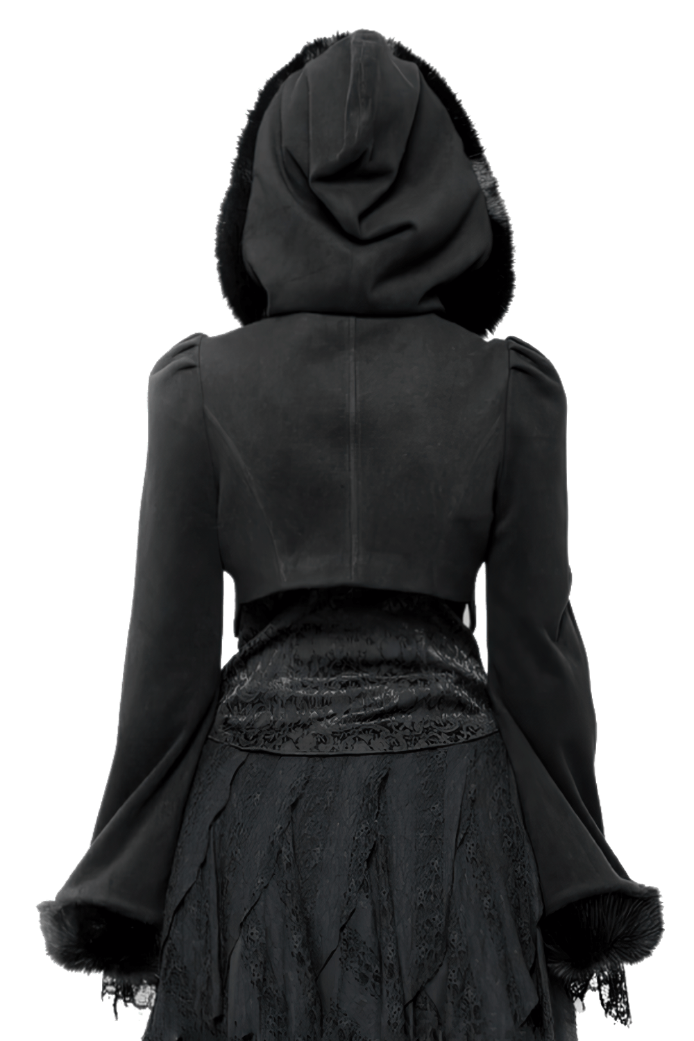 Elegant Gothic Lolita Woolen Coat with Faux Fur Trim