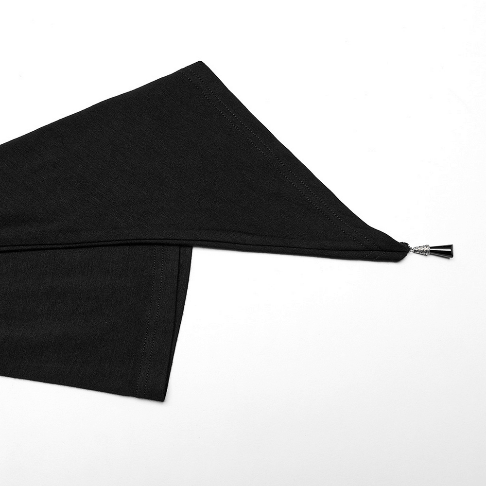 Elegant black fabric featuring a concealed zipper for stylish design and comfort, ideal for gothic fashion.