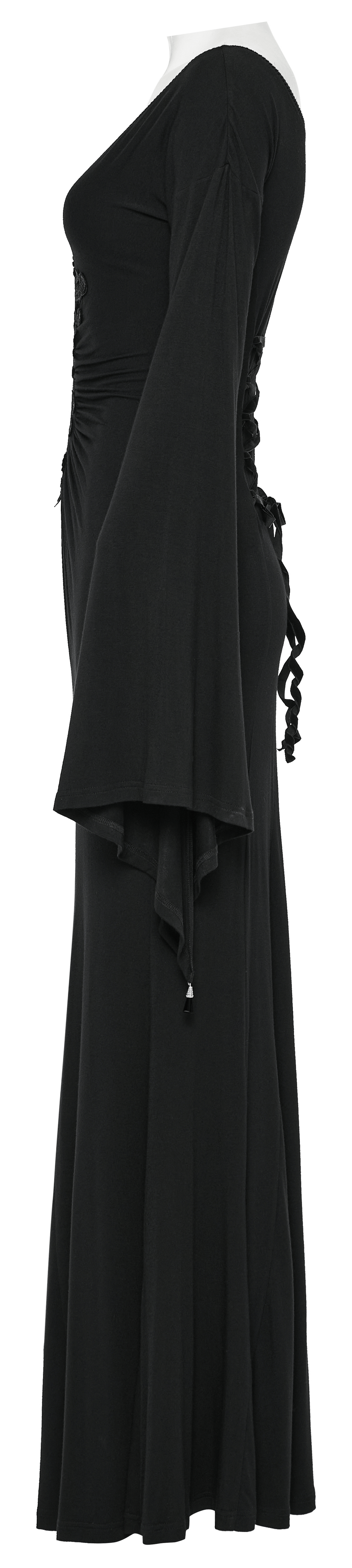 Elegant Gothic Long Flared Sleeved Dress With Concealed Zipper - HARD'N'HEAVY
