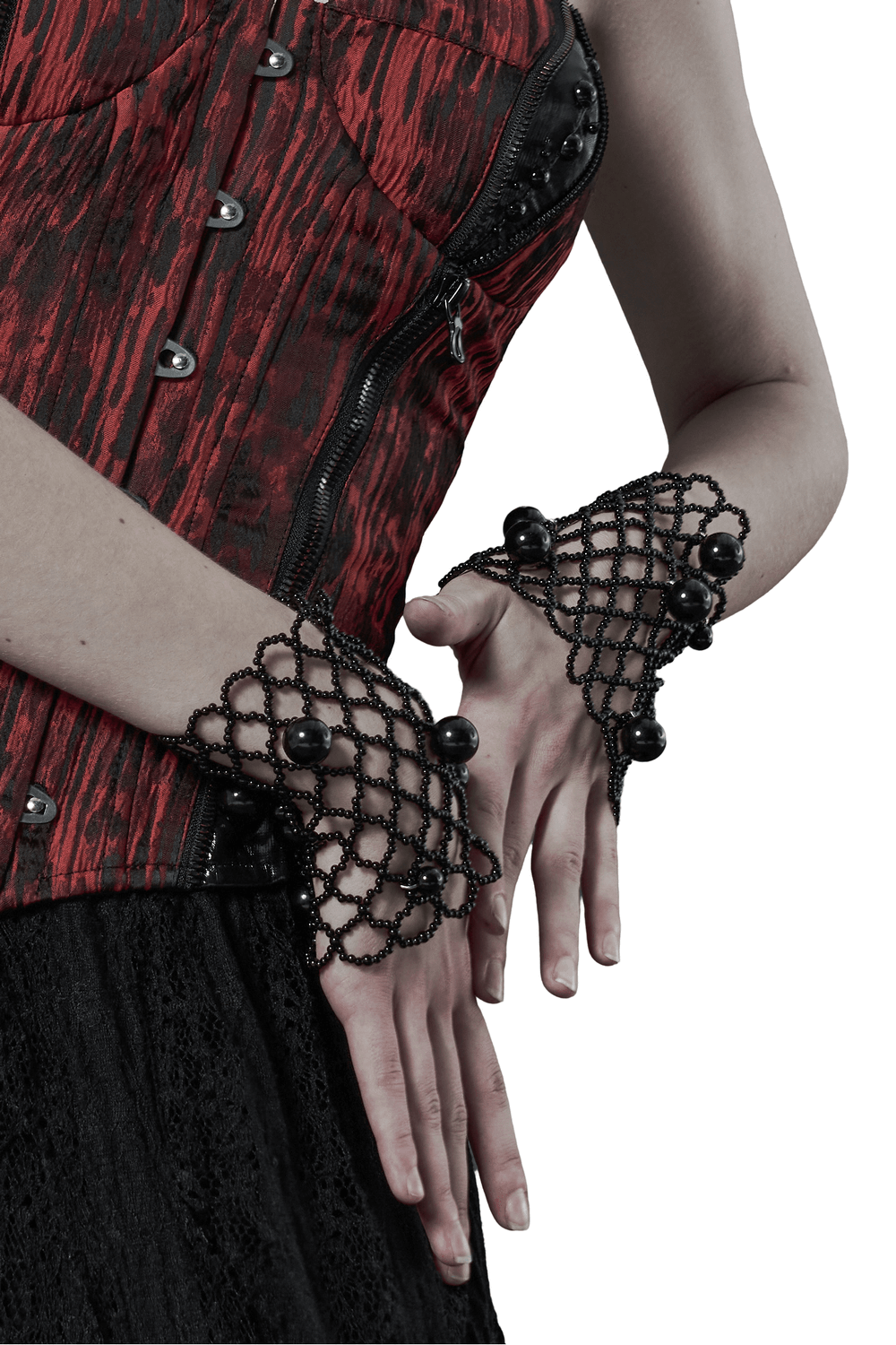 Elegant Gothic Pearl Lace Cuffs Set And Collar