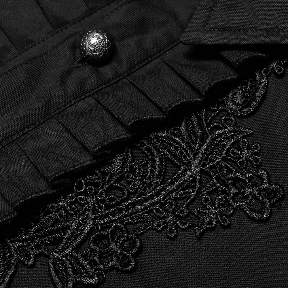 Elegant Gothic Ruffled Shirt with Lace Applique - HARD'N'HEAVY