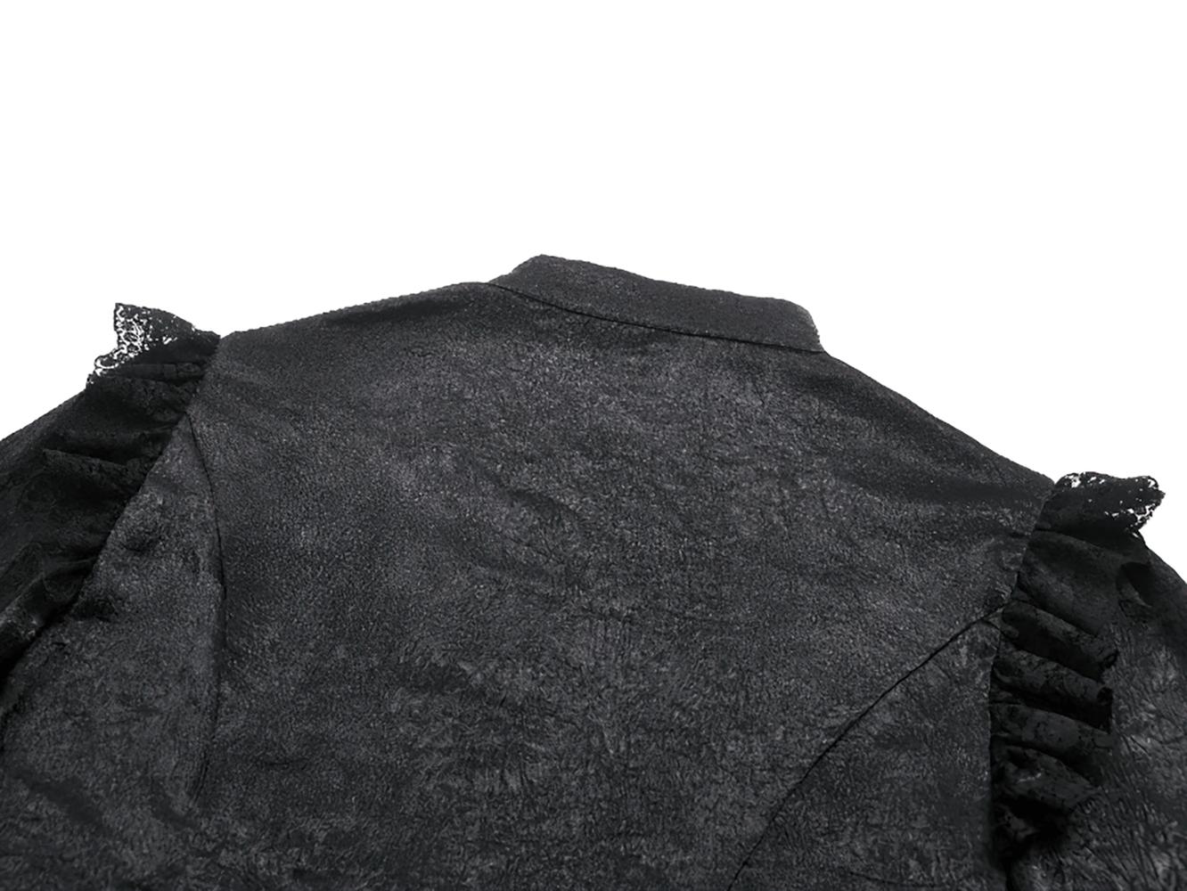 Elegant Gothic Shirt with Ruffles and Dramatic Lace Cuffs showcasing ruffled sleeves and sophisticated lace details.