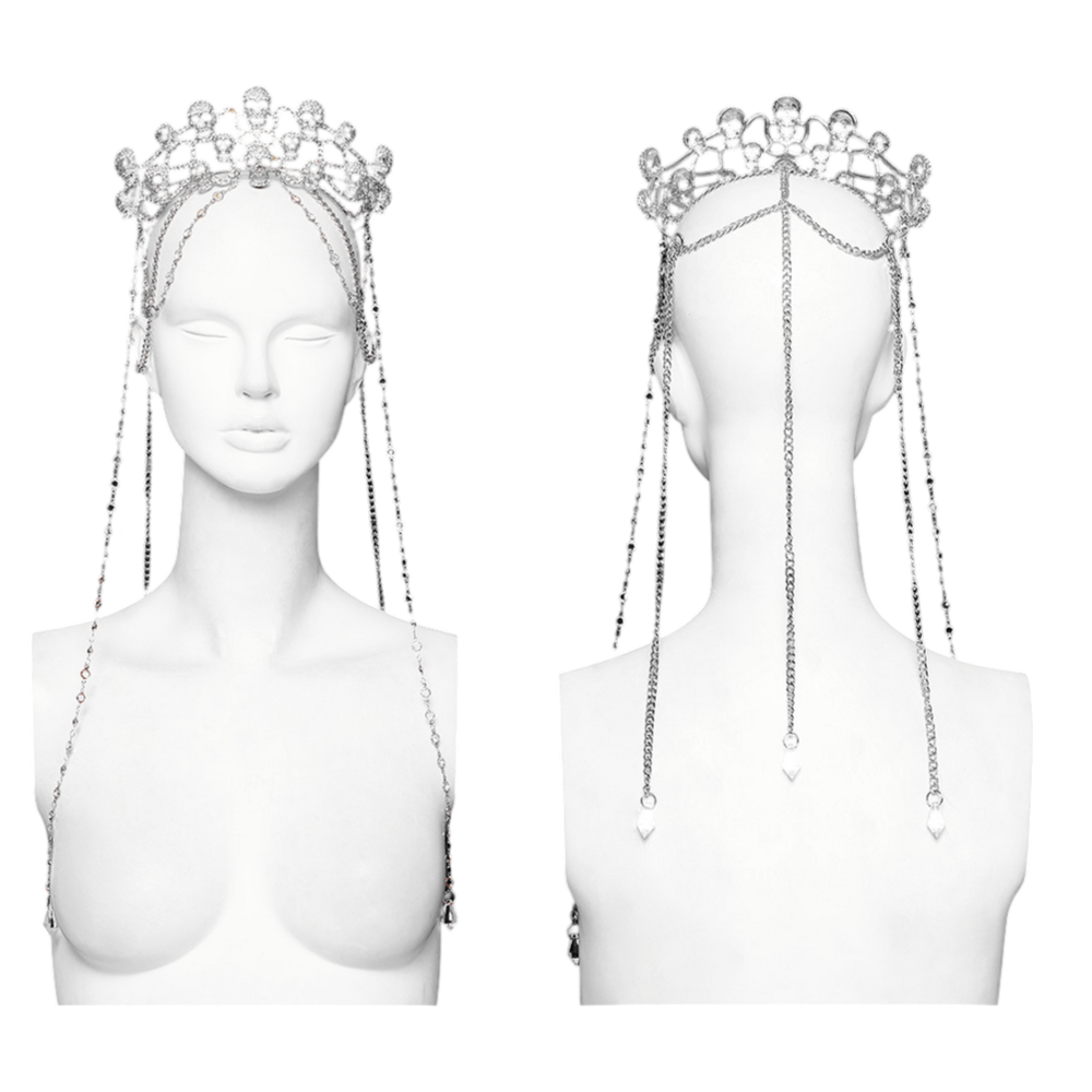 Elegant Gothic Skull Tiara with Chain Accents
