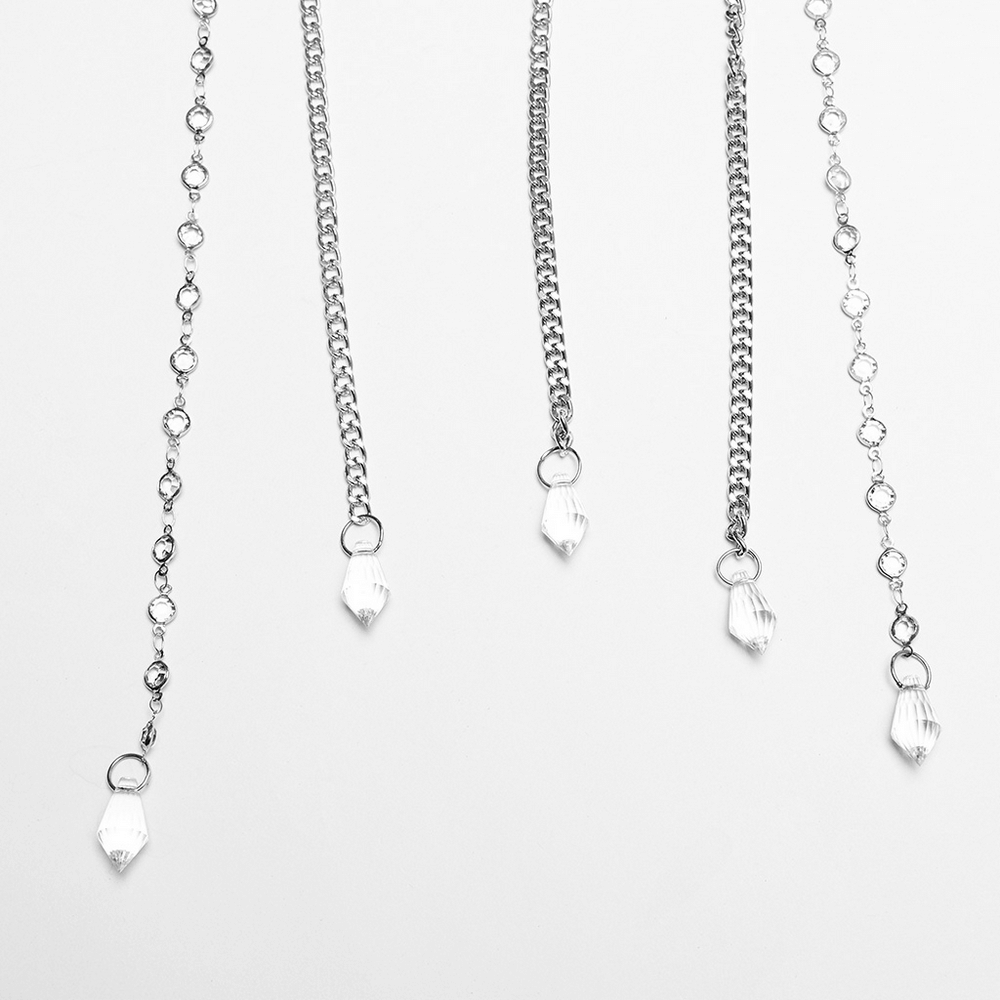 Elegant silver chains with sparkling glass accents, perfect for enhancing Gothic jewelry designs.