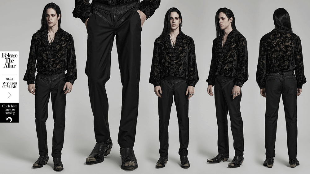 Elegant Gothic Slim-Fit Jacquard Pants - HARD'N'HEAVY